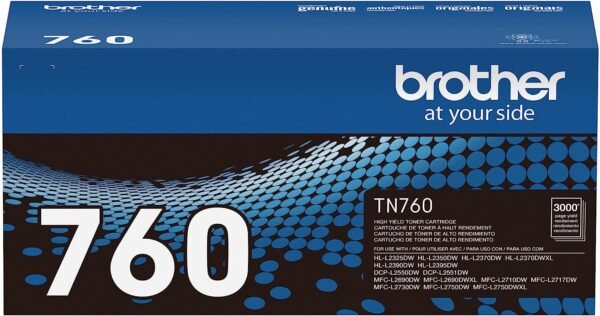 Brother Genuine TN760 High Yield Black Toner Cartridge - Image 2
