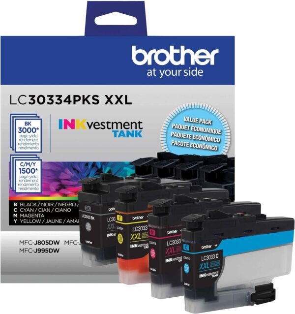 Brother LC3033 Genuine High-Yield Multi-Pack Ink, Black/Cyan/Magenta/Yellow, Pack Of 4 Cartridges, LC30334PKS - Image 5