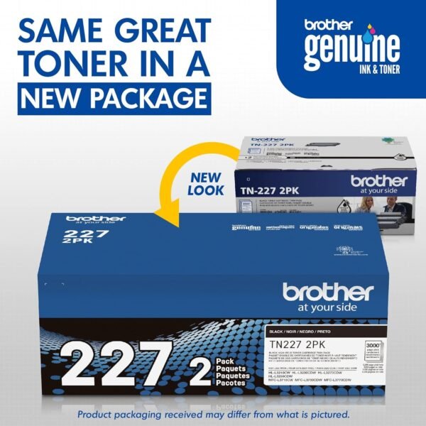 Brother TN-227 High-Yield Black Toner Cartridges, Pack Of 2, TN-227BK - Image 2