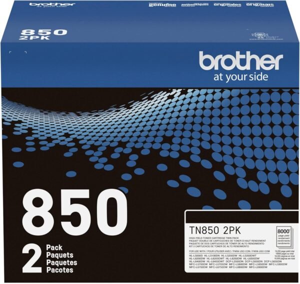 Brother TN-850 High-Yield Black Toner Cartridges, Pack Of 2 Cartridges - Image 2
